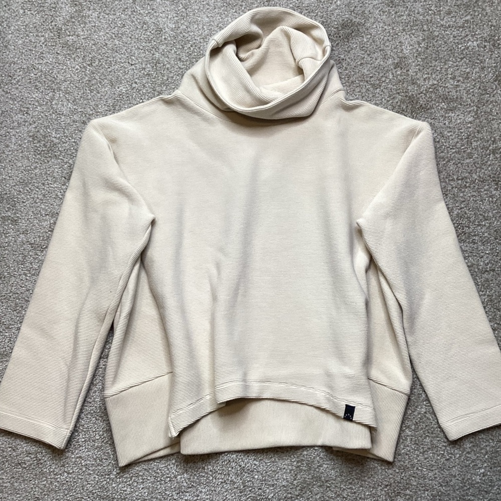Varley Colina Funnel-Neck Sweatshirt Oversized Crop Boxy Turtleneck Small Ivory - Picture 3 of 8